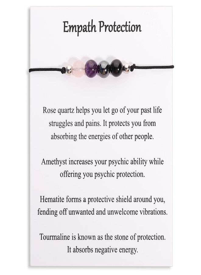 Korotho Empath Protection Bracelet Empath Bracelets Gifts for Her Natural Healing Crystal Beaded Bracelet, Tourmaline, Amethyst, Hematite, Rose Quartz, Jewelry for Friends Daughter Mom - Image 1
